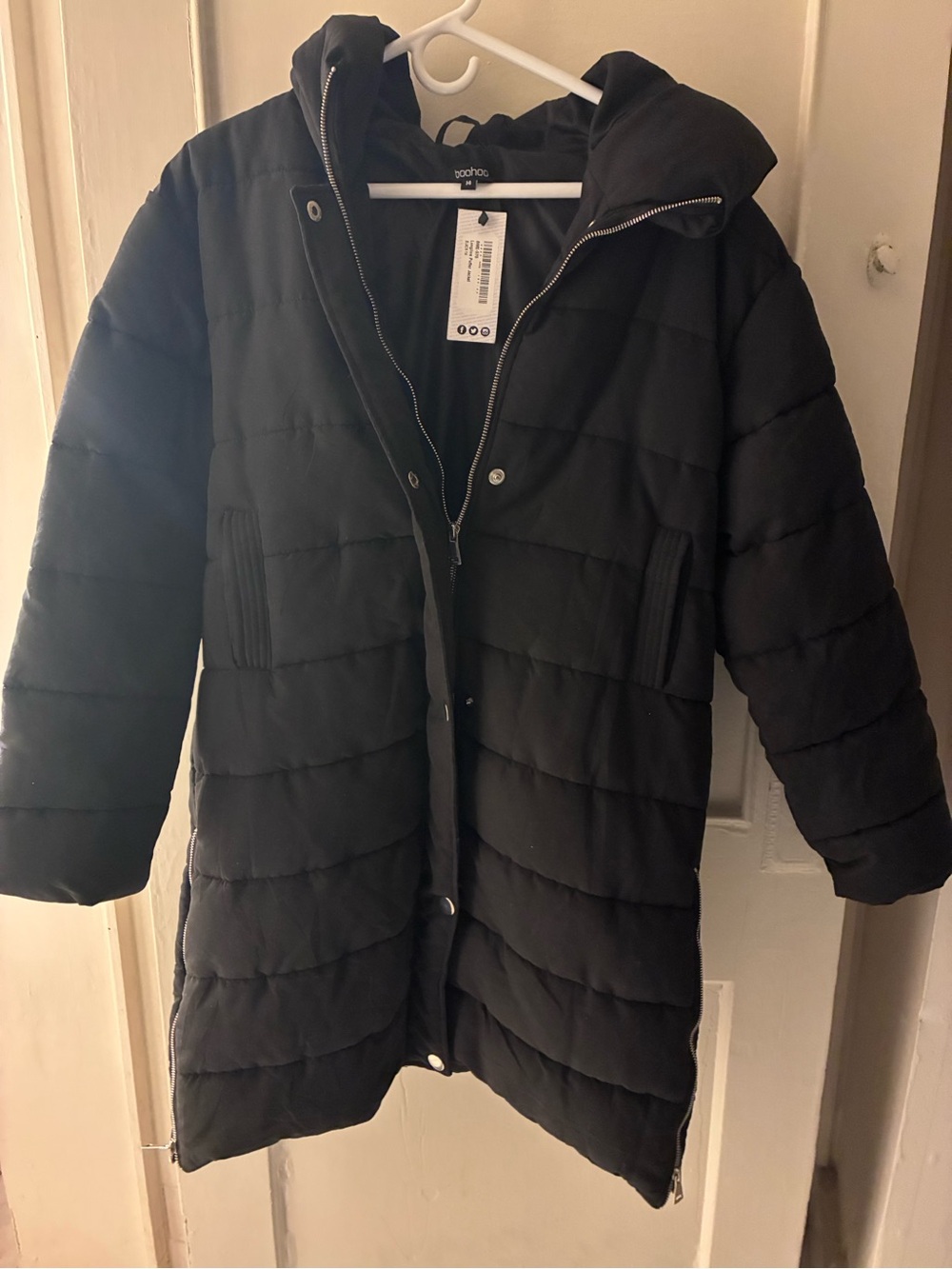 Boohoo Kids Black Hooded Quilted Puffer Jacket